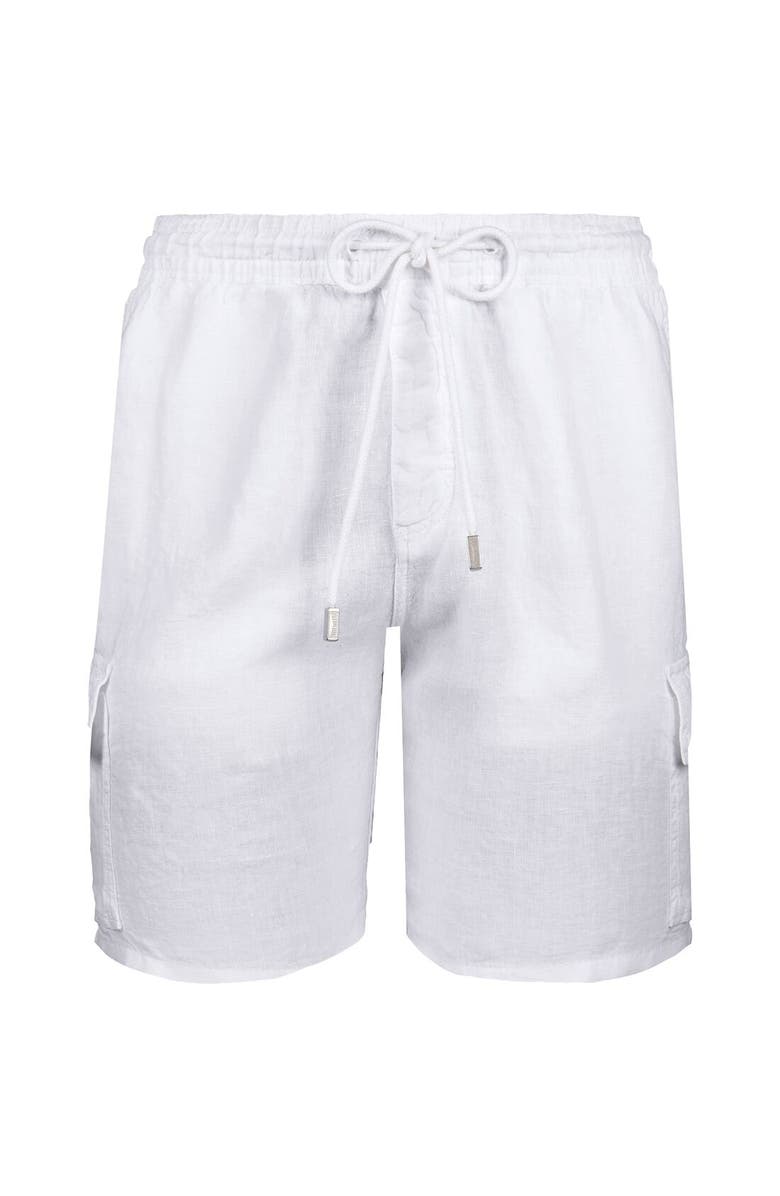 Vilebrequin Men's Linen Bermuda Cargo Pockets Shorts, Alternate, color, Blanc