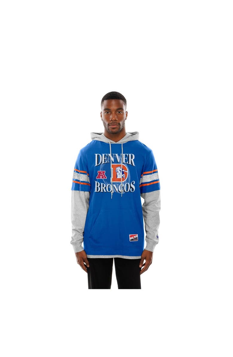 New Era Men's New Era Royal Denver Broncos Twofer Layered Long Sleeve Hoodie T-Shirt, Alternate, color,