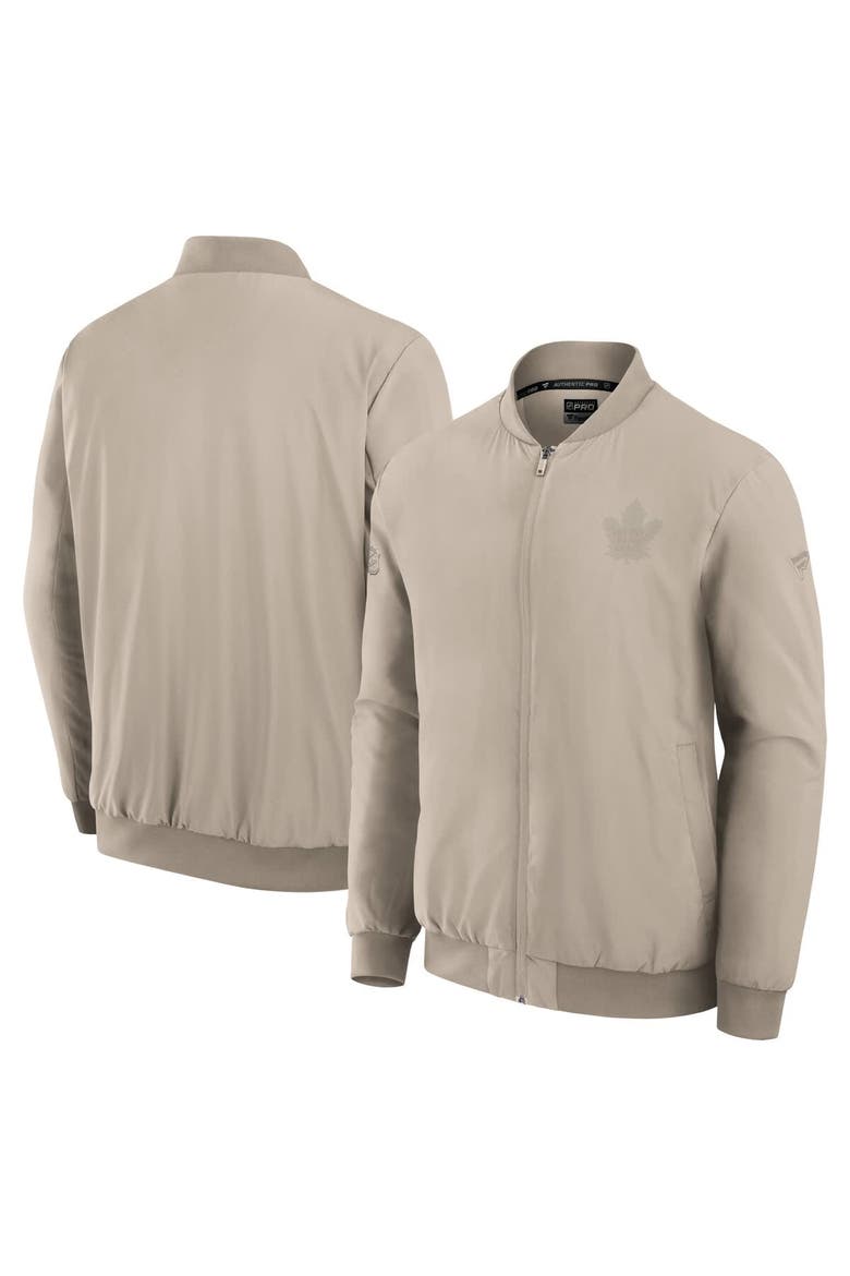 Men's Fanatics Tan Toronto Maple Leafs Authentic Pro Road Lightweight Full-Zip Bomber Jacket, Main, color, Tan