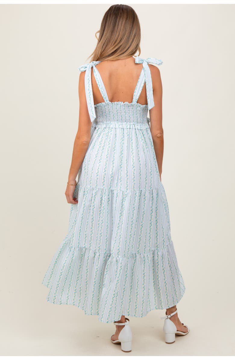 PinkBlush Floral Striped Smocked Shoulder Tie Maxi Dress, Alternate, color, 