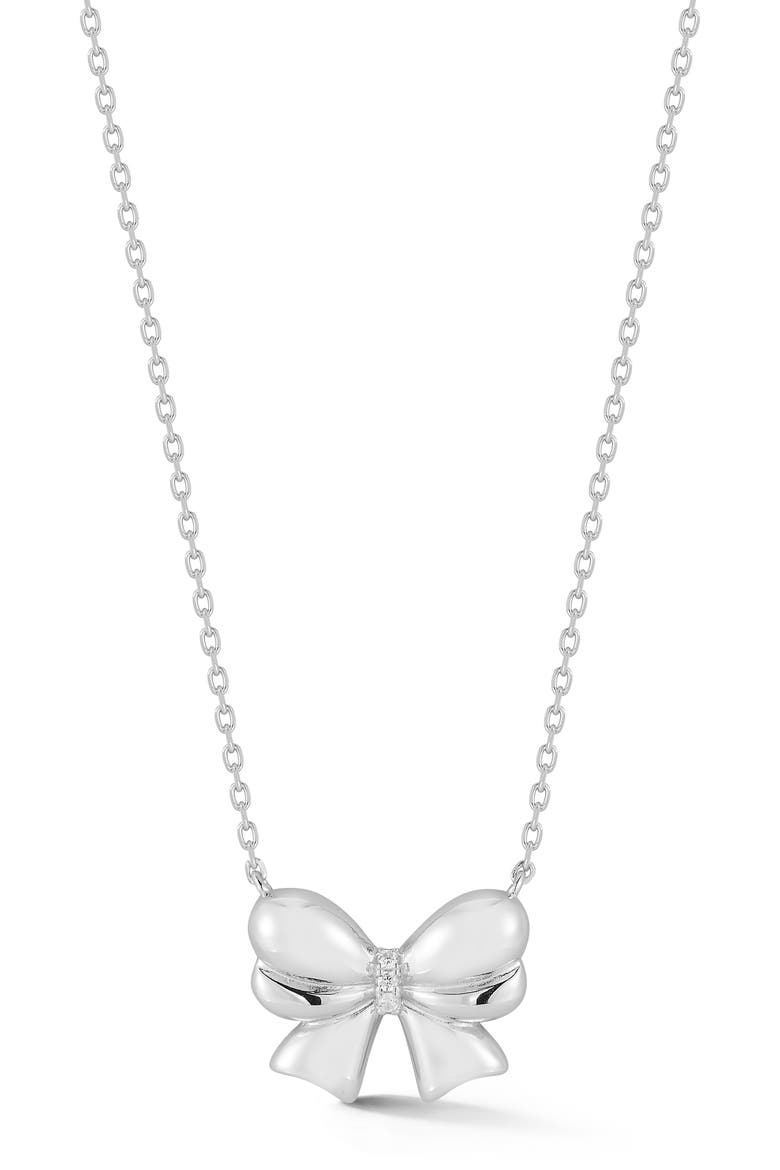 Bow Pendant Necklace, Main, color, SILVER