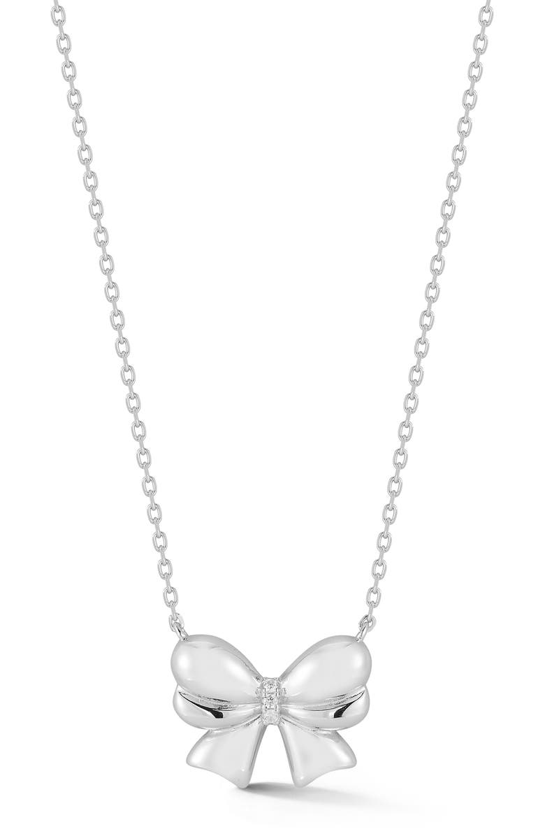 GLAZE JEWELRY Bow Pendant Necklace, Main, color, Silver