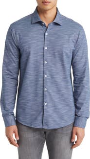 Stone Rose Slub Knit Button-Up Shirt