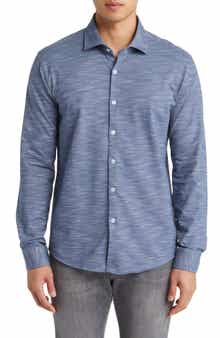 Stone Rose Slub Knit Button-Up Shirt