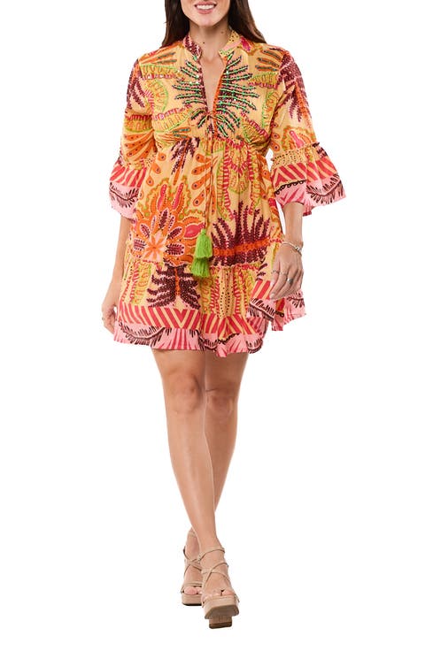 Ruffle Cuff Fit & Flare Dress