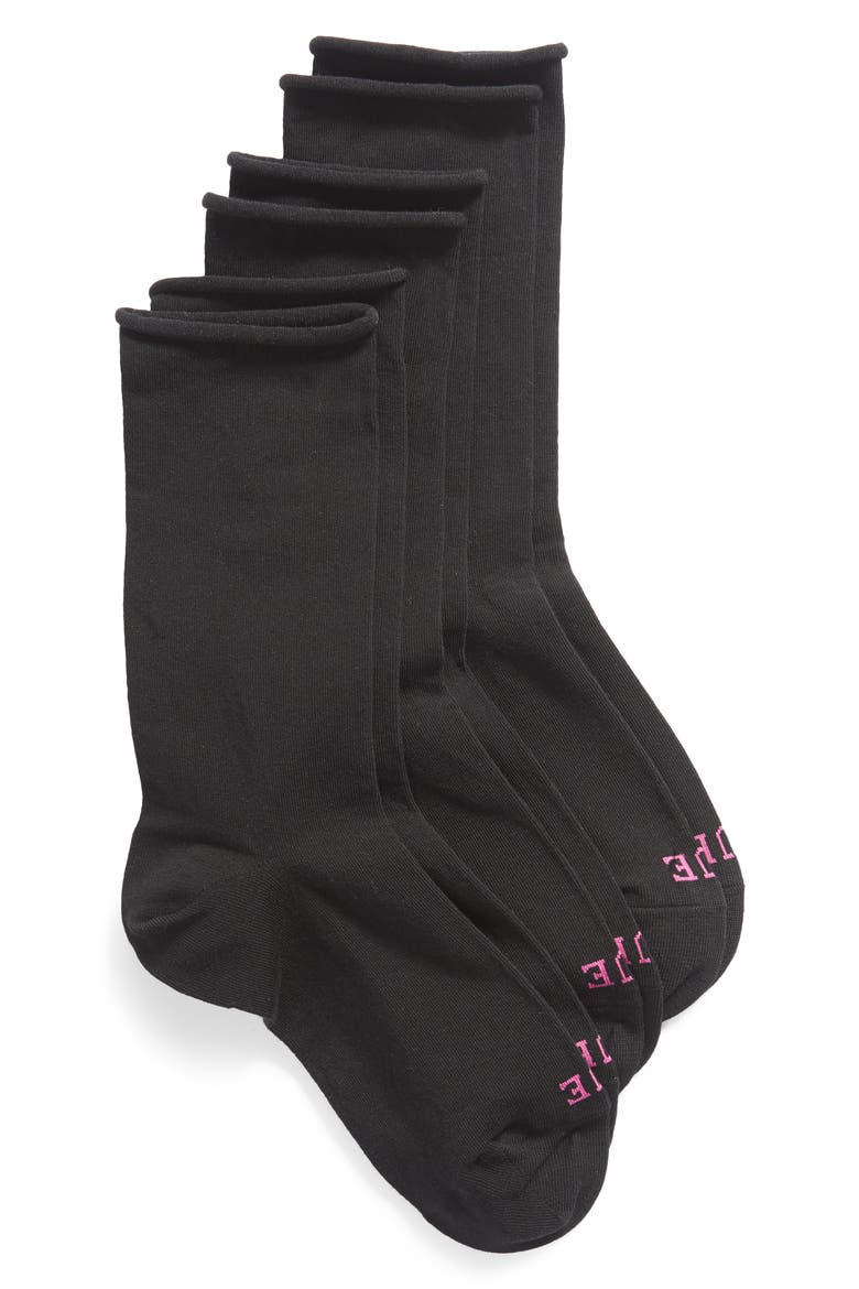 Jeans 3-Pack Crew Socks, Main, color, BLACK