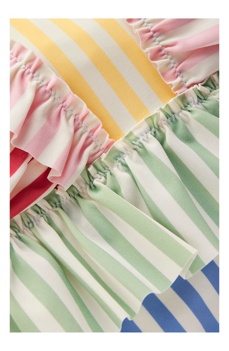 Mini Boden Kids' Frill Peplum One-Piece Swimsuit, Alternate, color, Hotchpotch Stripe