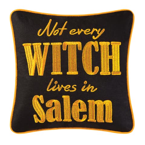 Not Every Witch Lives In Salem 10" x 10" Halloween Accent Pillow