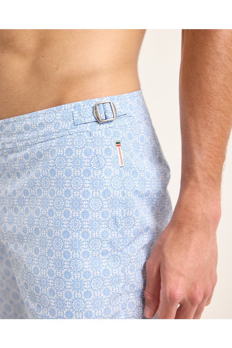 Bulldog Exclusive-Print Mid-Length Swim Shorts, Alternate, color, Wave Blue