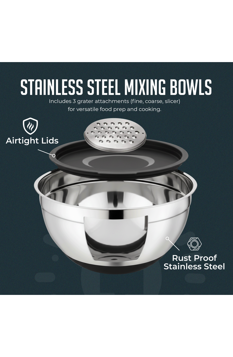 Luminuxe Durable Stainless Steel Nesting Mixing Bowl Set 5-Piece, Alternate, color, Silver