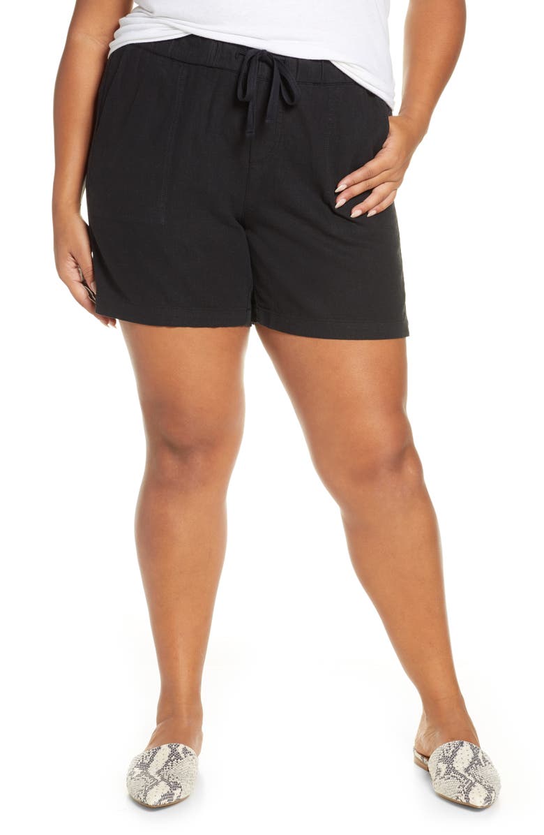 Caslon<sup>®</sup> Drawstring Linen Blend Shorts, Main, color, 