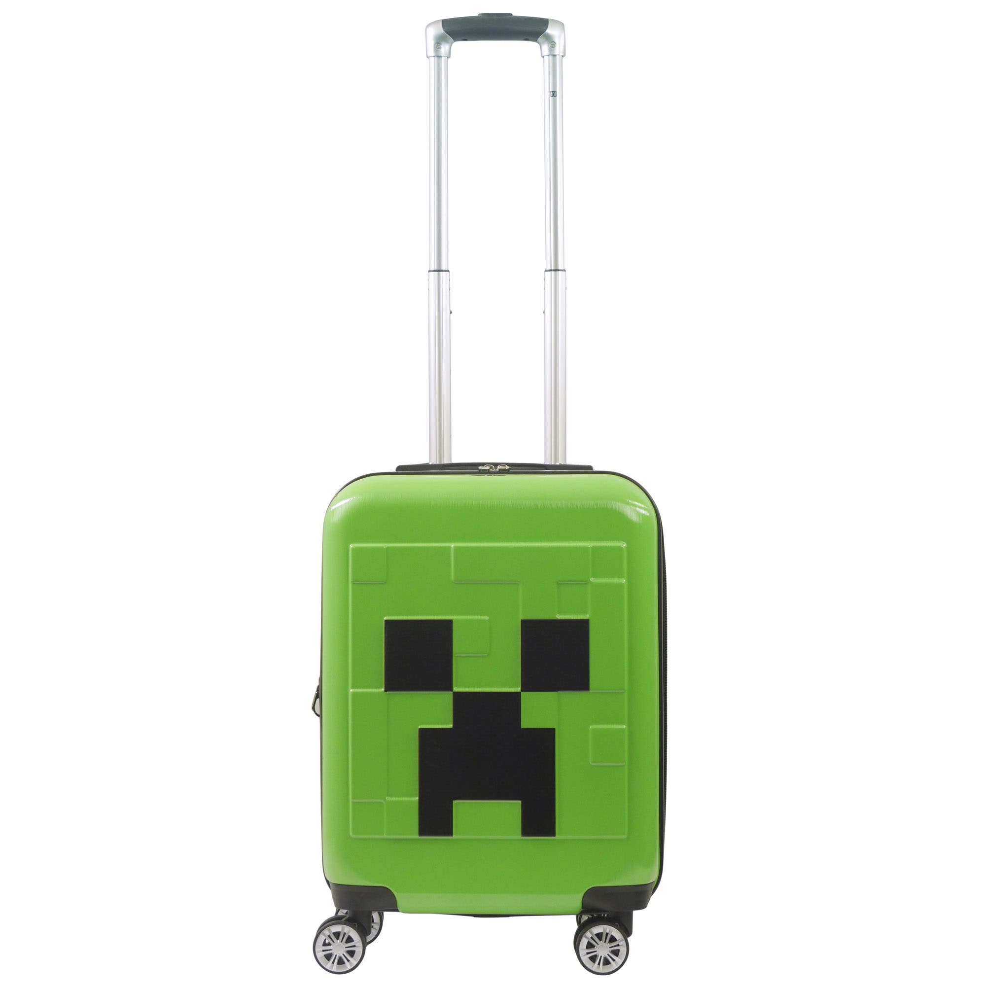 Ful Minecraft Creeper Big face 21.5" Expandable Carry-On Spinner Luggage, Alternate, color, Green