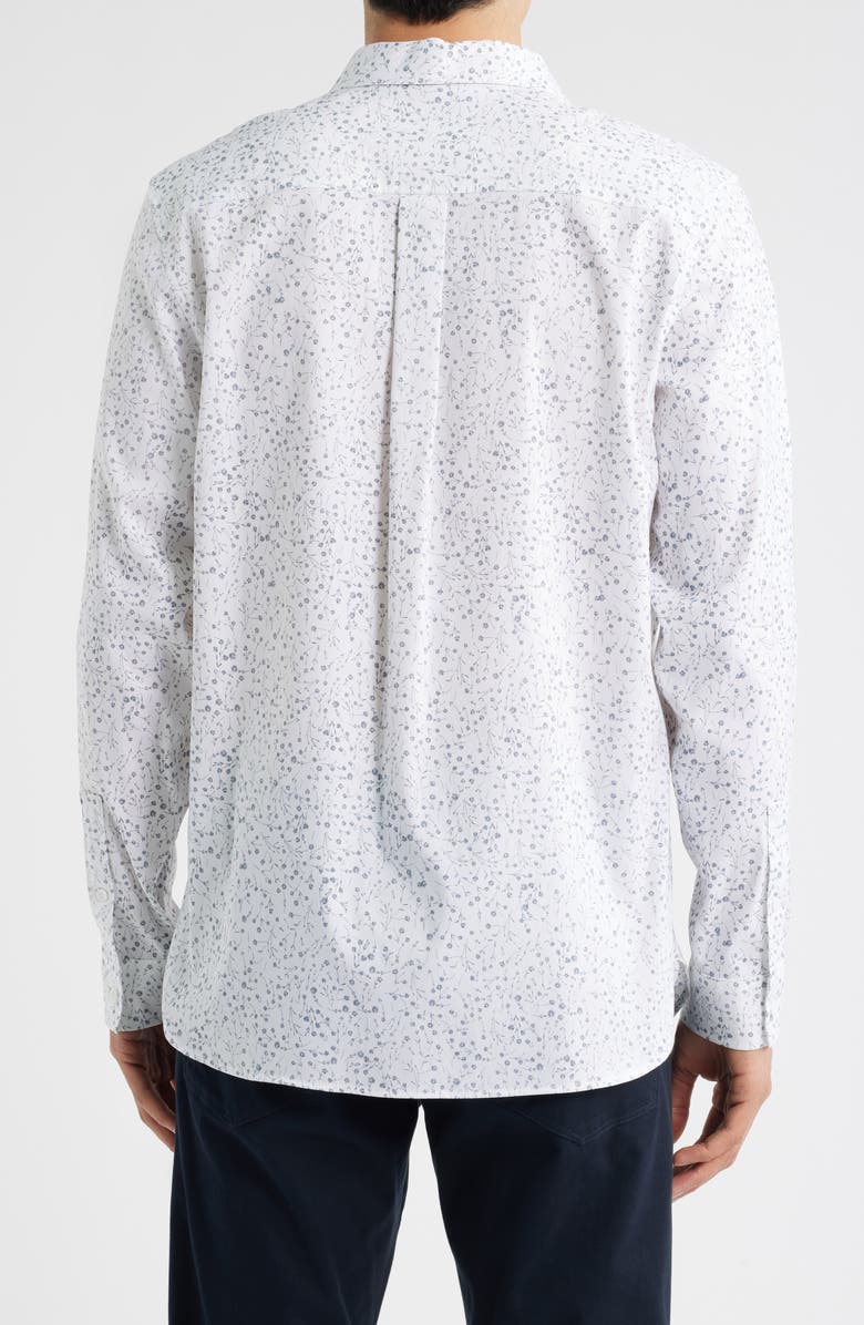 Nordstrom Ditsy Floral Long Sleeve Stretch Cotton Blend Button-Up Shirt, Alternate, color, White Spring Ditsy