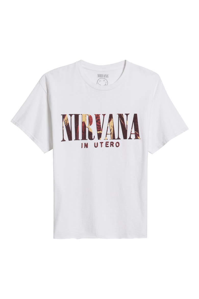 Nirvana In Utero Oversize Crop Cotton Graphic T-Shirt, Alternate, color, WHITE OVERDYE TEE