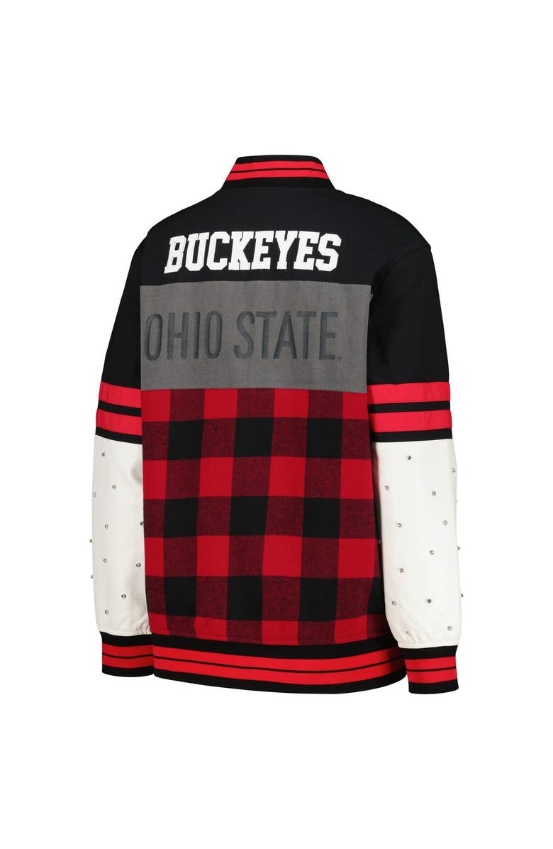 THE WILD COLLECTIVE Women's The Wild Collective Black Ohio State Buckeyes Multi Vintage Button-Up Bomber Jacket, Alternate, color, Black