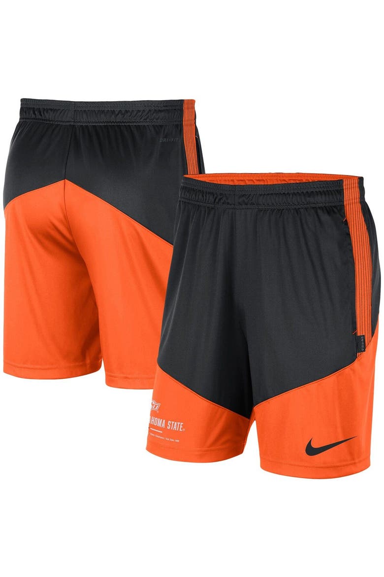 Men's Nike Black/Orange Oklahoma State Cowboys Team Performance Knit Shorts, Main, color, Black
