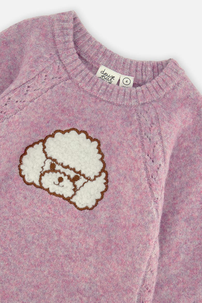 Openwork Knit Poodle Appliqué Dress, Alternate, color, Lavender
