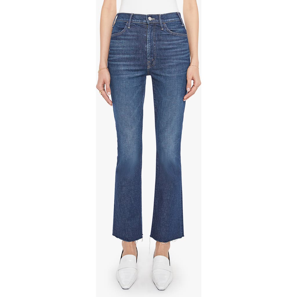 Mother The Hustler Fray Ankle Bootcut Jeans In Blue