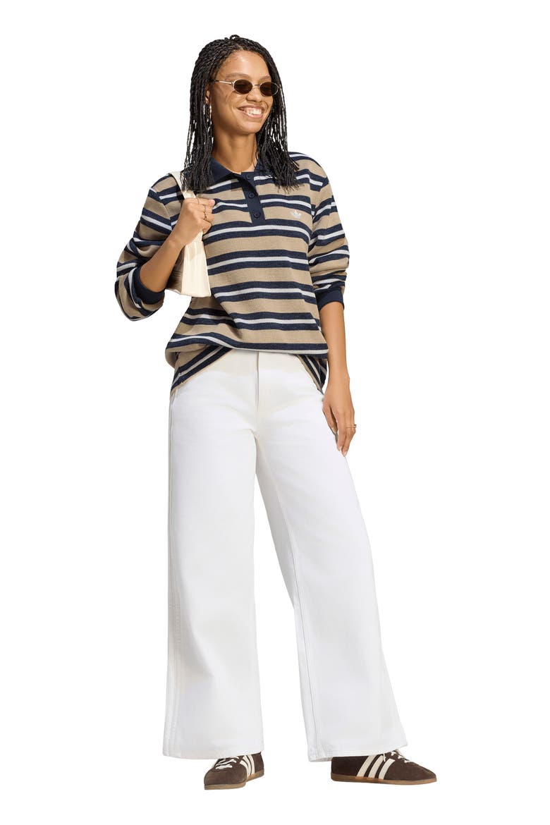 Stripe Brushed Knit Polo, Alternate, color, KHAKI THREE