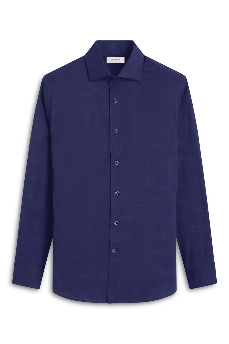 Axel Shaped Fit Stretch Cotton Button-Up Shirt, Alternate, color, NAVY