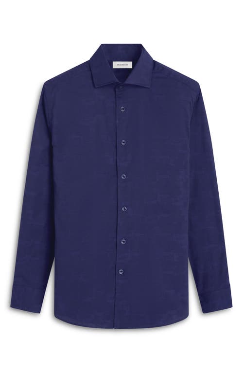 Bugatchi Axel Shaped Fit Stretch Cotton Button-up Shirt In Navy