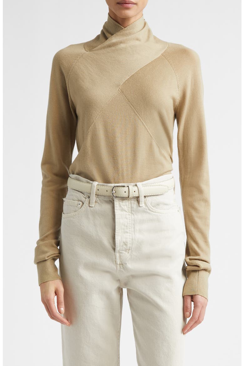 Merino Wool Crossover Sweater, Main, color, DESERT