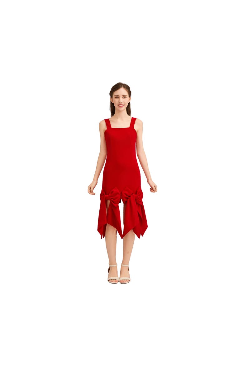 Bow-Tail Dress, Alternate, color, Red