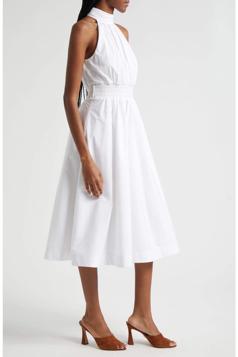 Kinny Smocked Cotton Blend Midi Dress, Alternate, color, WHITE