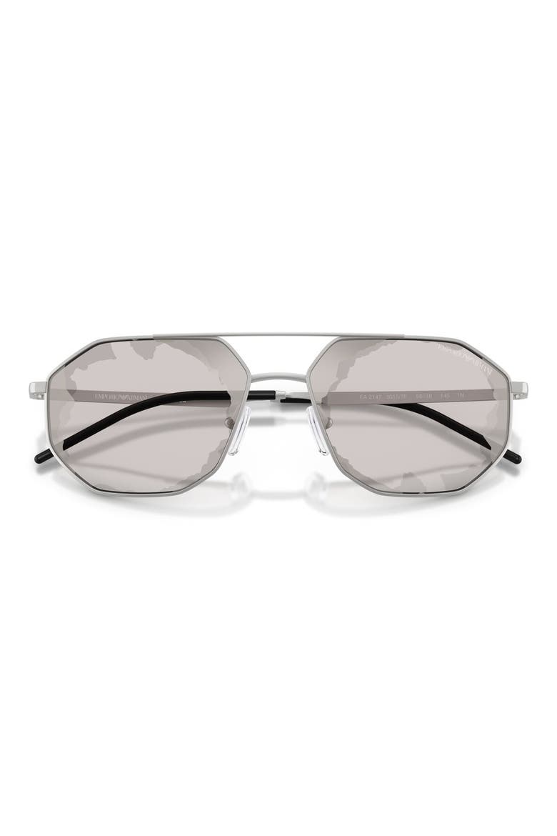 58mm Aviator Sunglasses, Alternate, color, MATTE SILVER / SMOKE BLACK