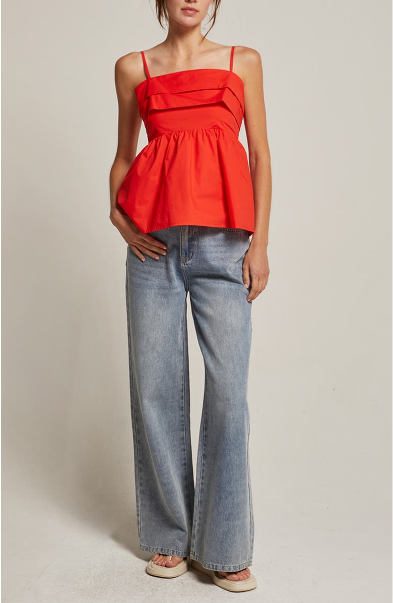 CRESCENT Pleated Babydoll Camisole Top, Alternate, color, Poppy