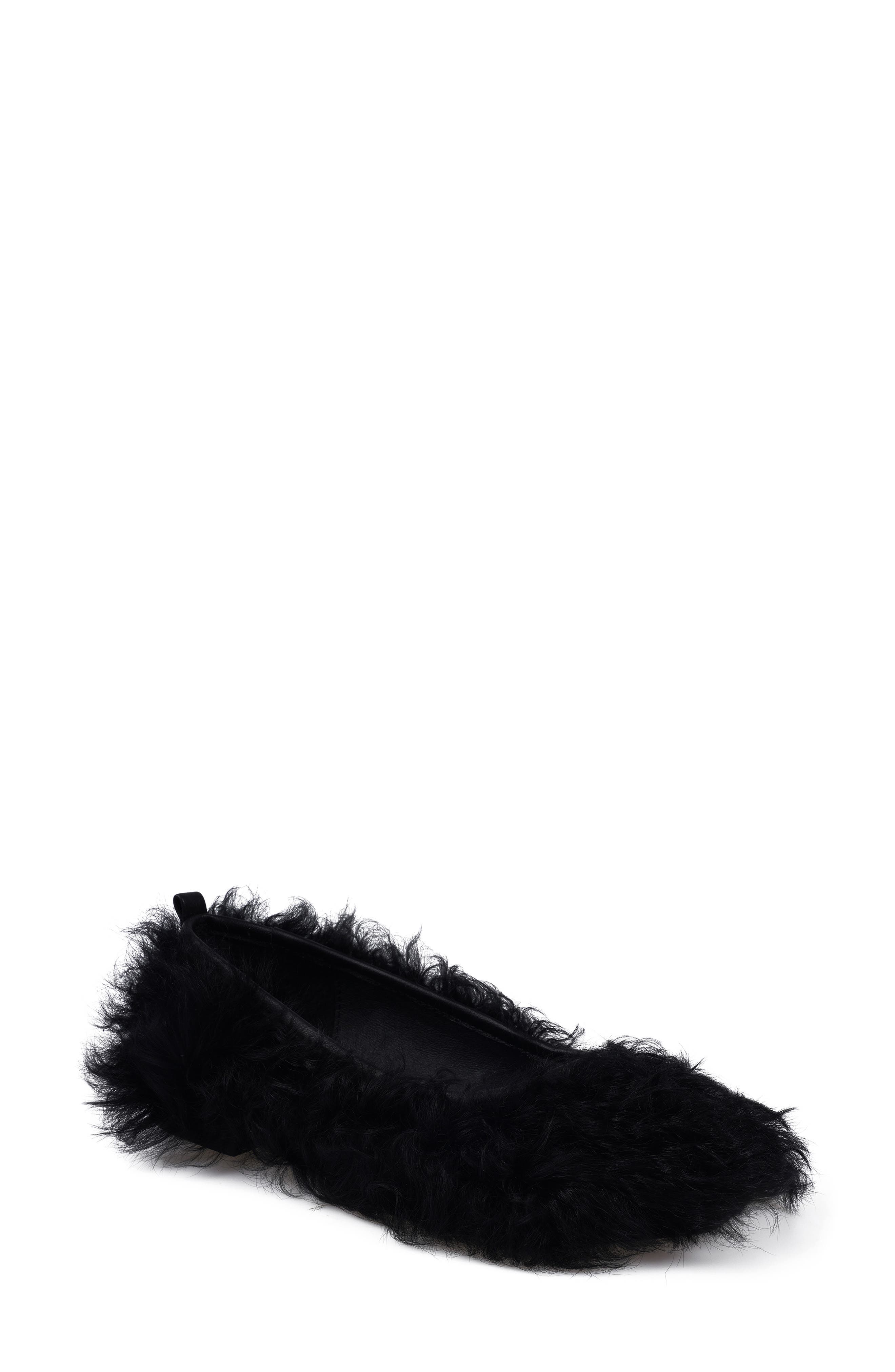 Artisan Crafted By Zigi Quincy Faux Fur Flat, Main, color, Black Leather