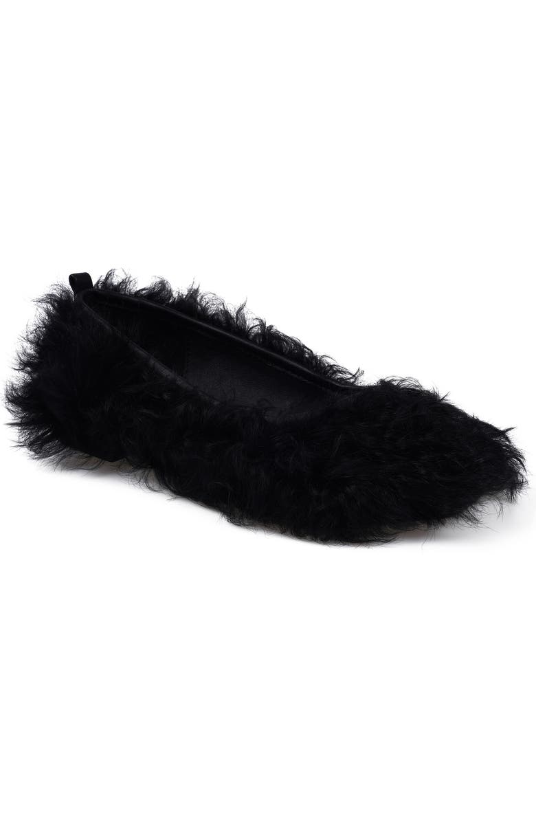 Artisan Crafted By Zigi Quincy Faux Fur Flat, Main, color, Black Leather
