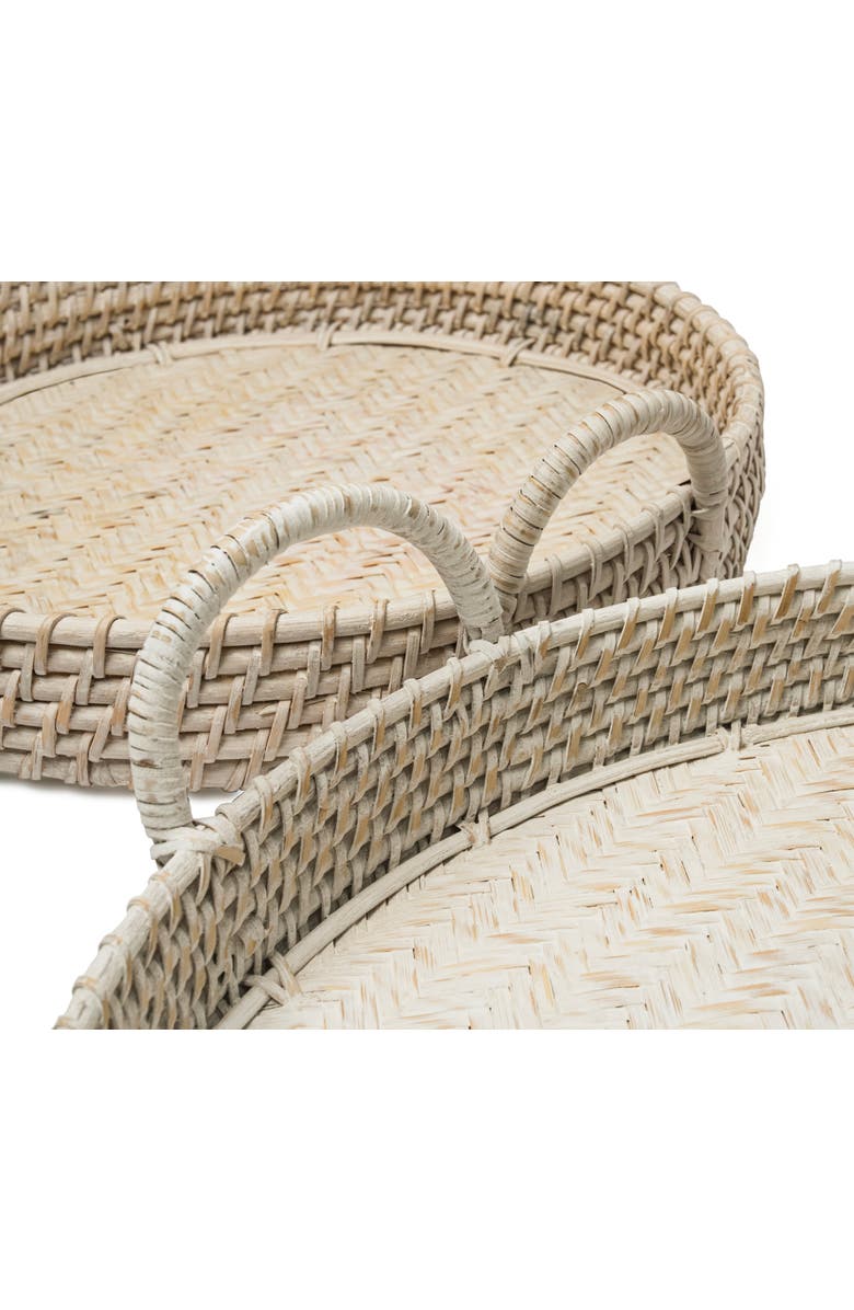 Wicker Village Round Rattan Tray, Alternate, color, White Large