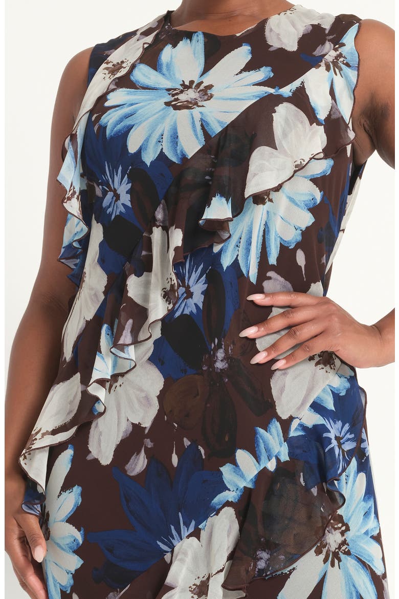 Aveline Floral Print Sleeveless Dress, Alternate, color, CHOCOLATE SKY