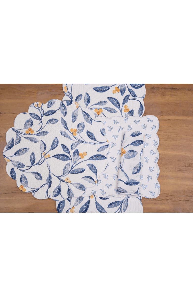 C&F Home Laurelwood 100% Cotton Quilted Set of 6 Placemats 13" x 19", Alternate, color, Blue
