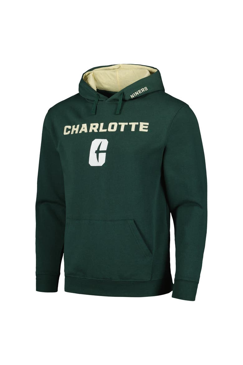 Men's Colosseum Green Charlotte 49ers Arch and Logo Pullover Hoodie, Alternate, color, Green