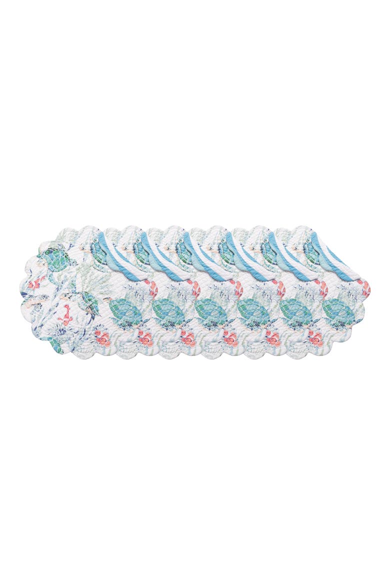 Sea Turtle Cove Round Placemats Set of 6, 17", Main, color, Pink