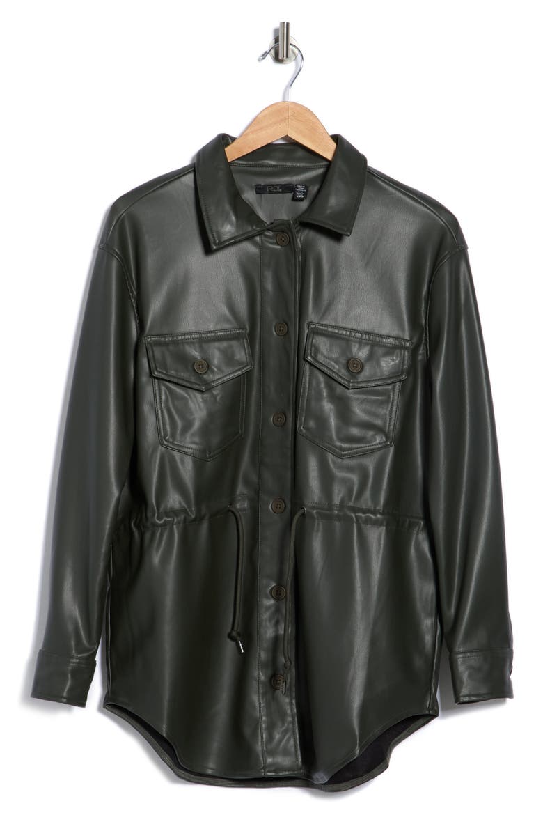 Faux Leather Jacket, Alternate, color, OLIVE