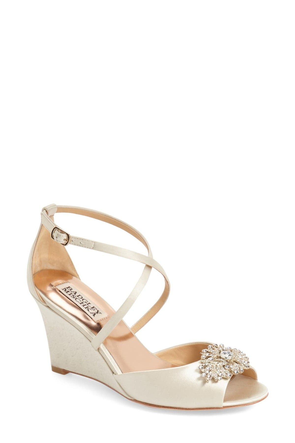 Badgley Mischka Collection Badgley Mischka 'Abigail' Peep Toe Wedge, Main, color, 