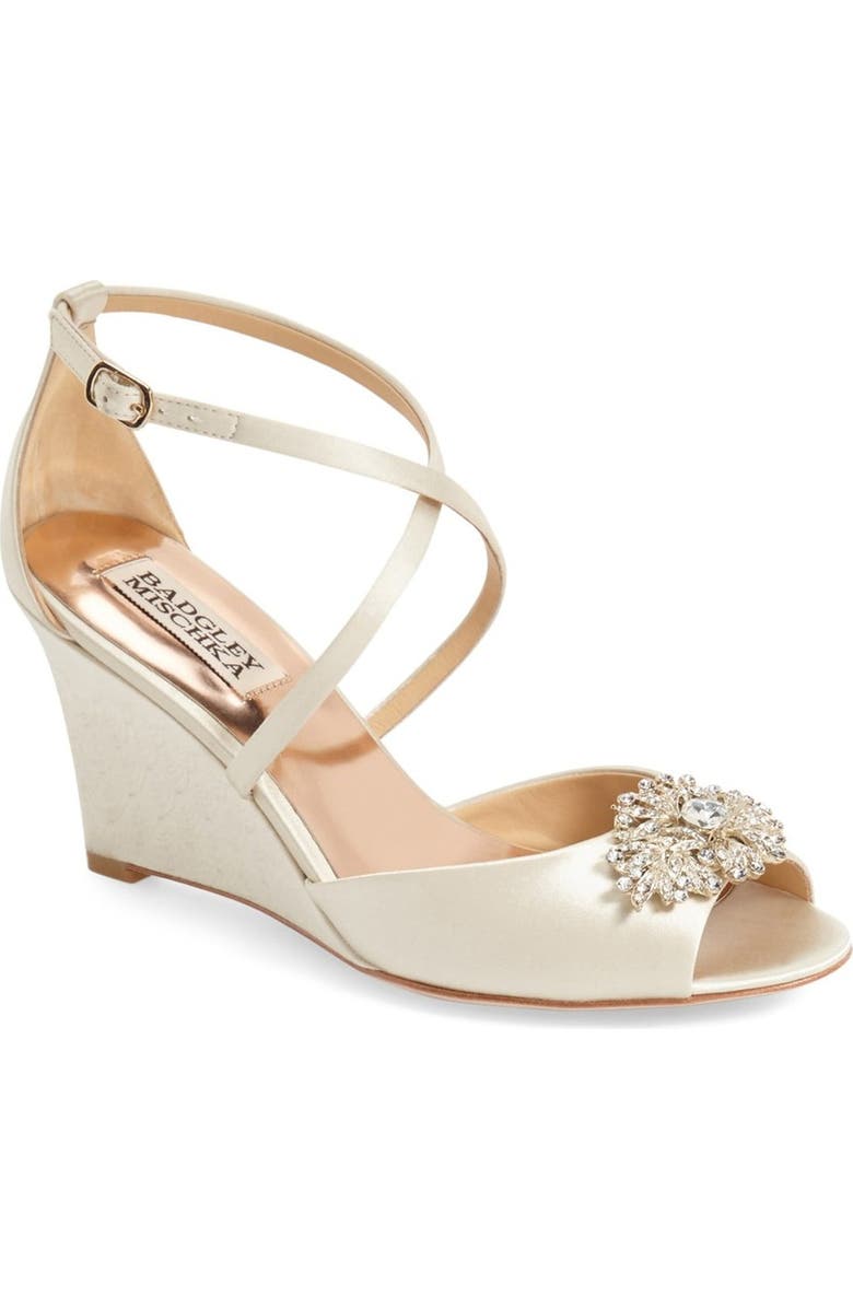 Badgley Mischka Collection Badgley Mischka 'Abigail' Peep Toe Wedge, Main, color,