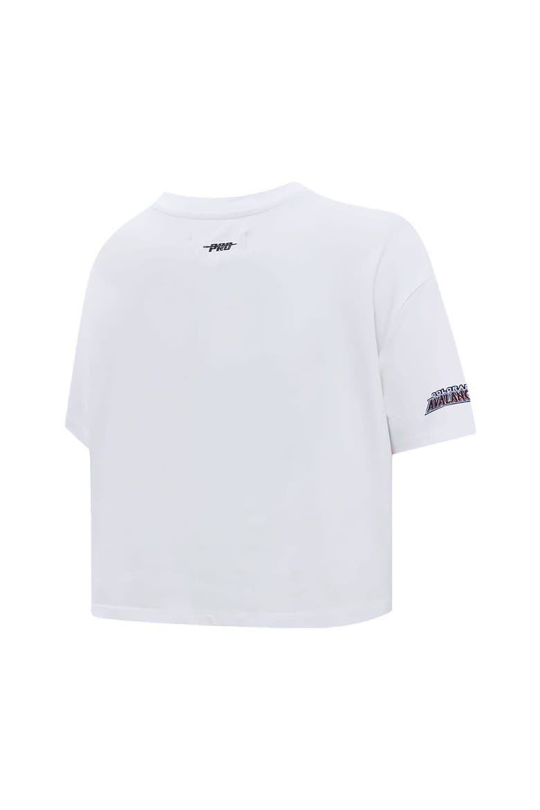 Women's Pro Standard White Colorado Avalanche Boxy Script Tail Cropped T-Shirt, Alternate, color, White