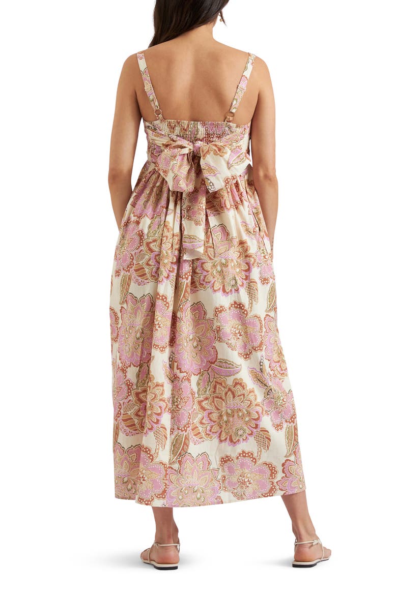 Hope Tie Back Linen Blend Dress, Alternate, color, PINK/ NATURAL