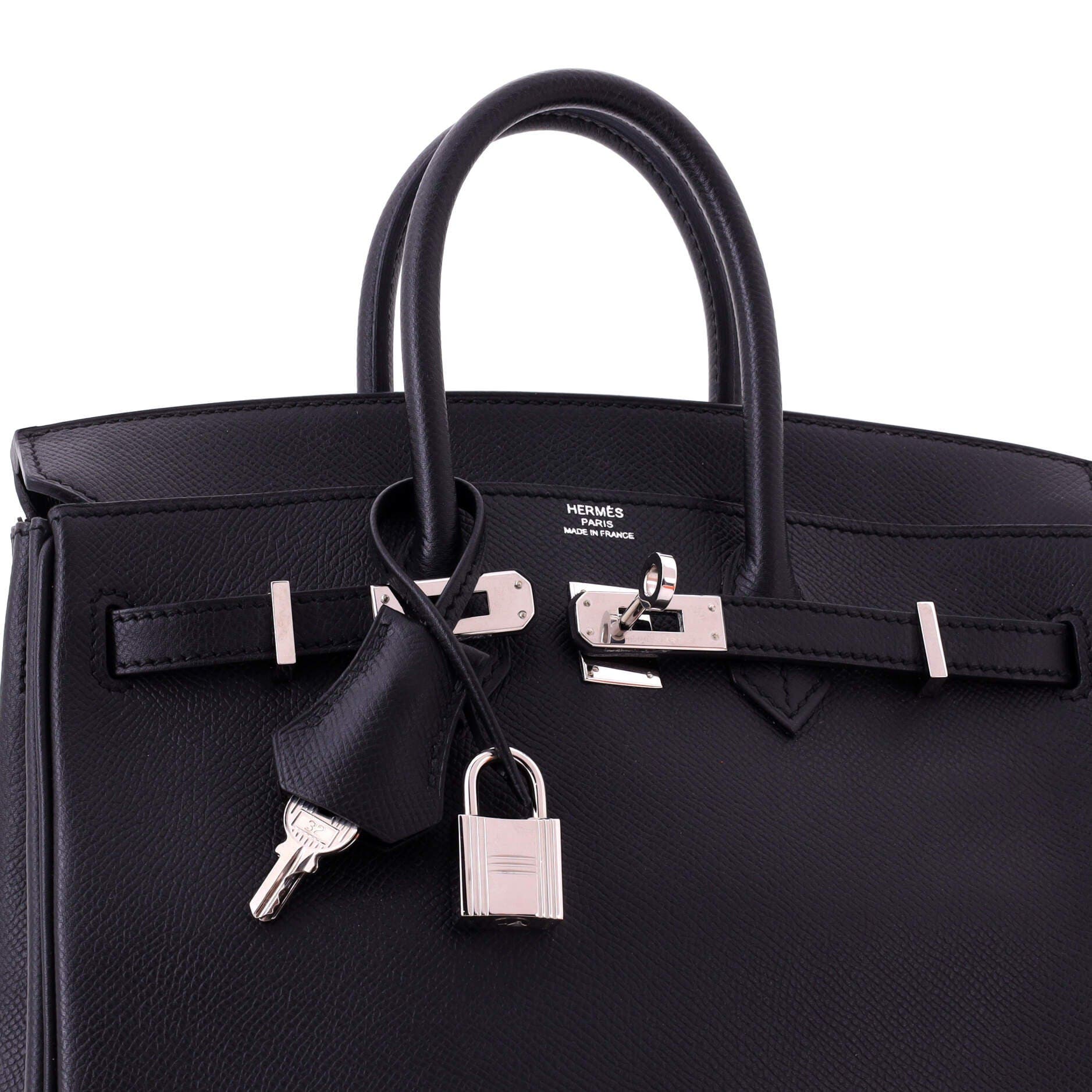 Pre-Owned Hermes Birkin Handbag Black Epsom with Palladium Hardware 25, Alternate, color, Noir
