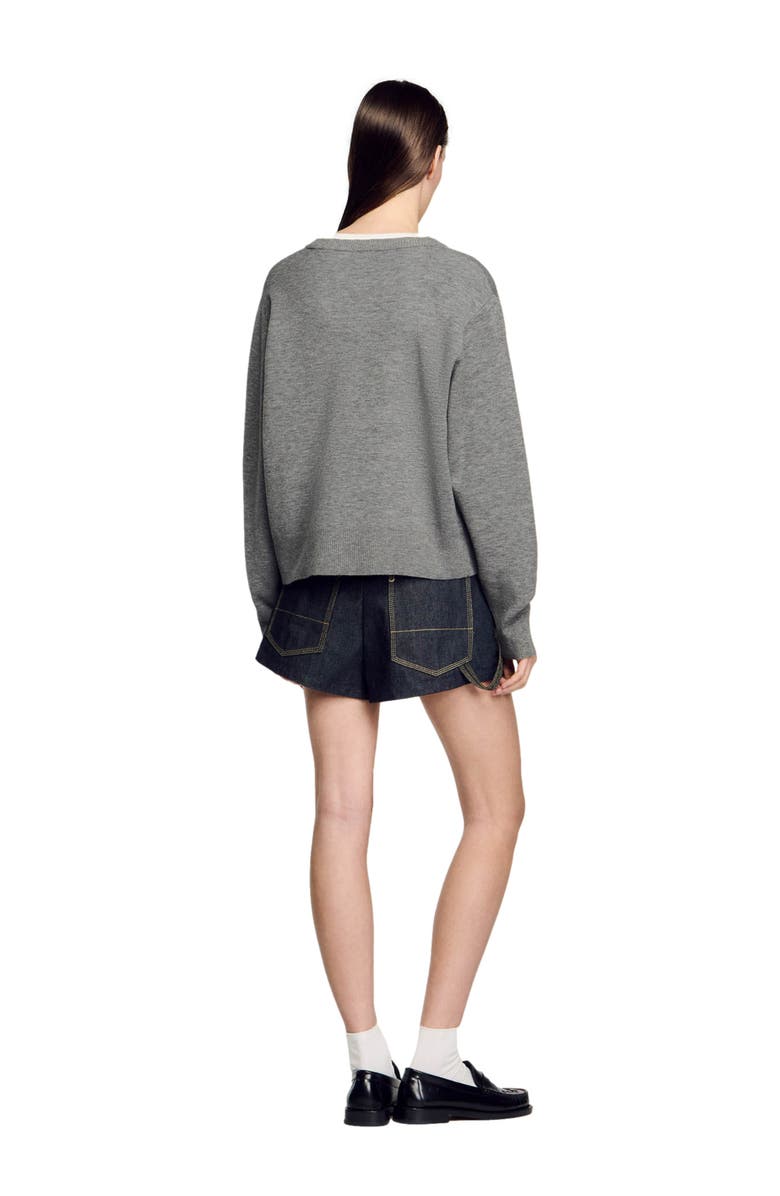 SANDRO Contrast collar sweater, Alternate, color, Grey