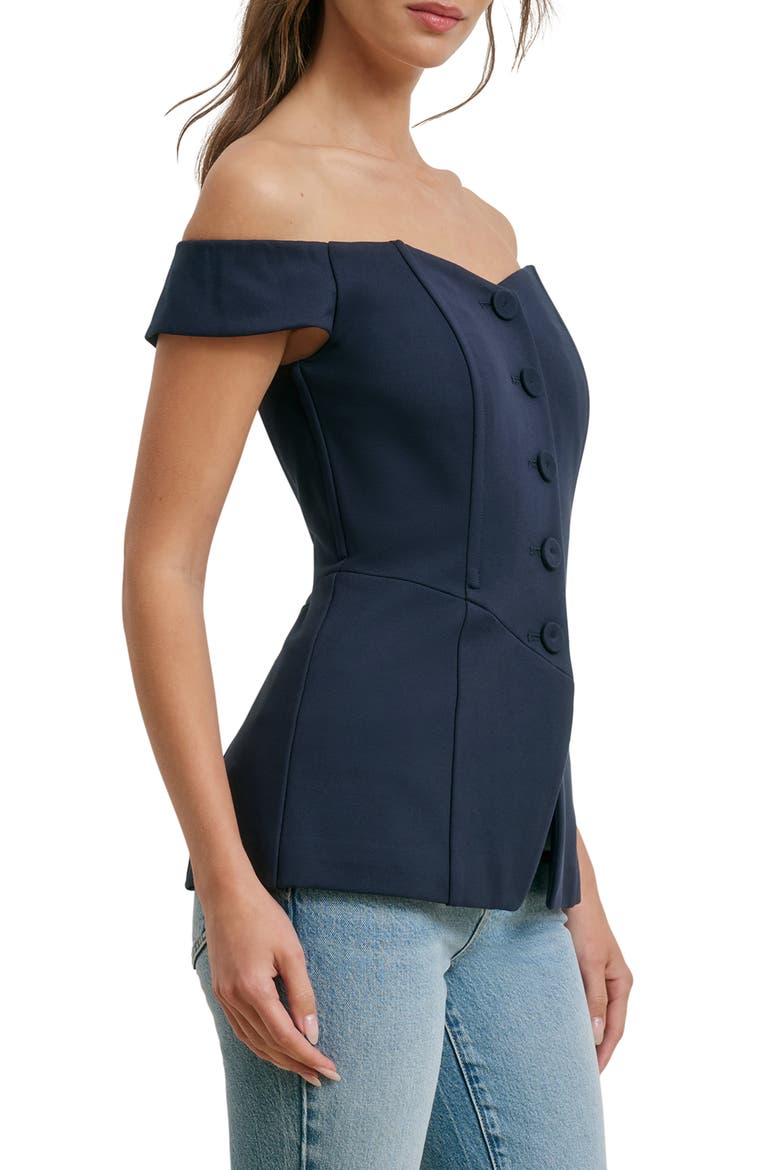 The One That I Want Off the Shoulder Top, Alternate, color, NAVY