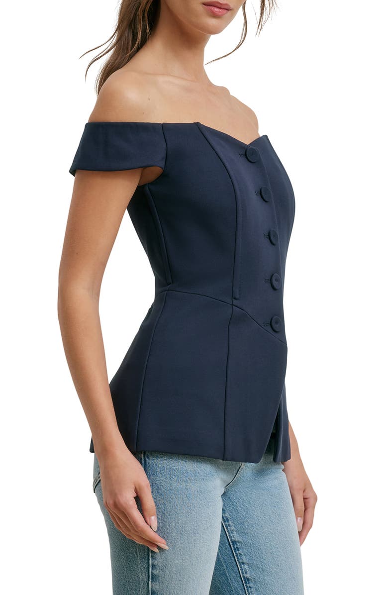 Favorite Daughter The One That I Want Off the Shoulder Top, Alternate, color, Navy