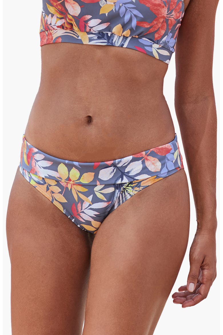 Fold Over Classic Bikini Bottom, Main, color, Grey Printed
