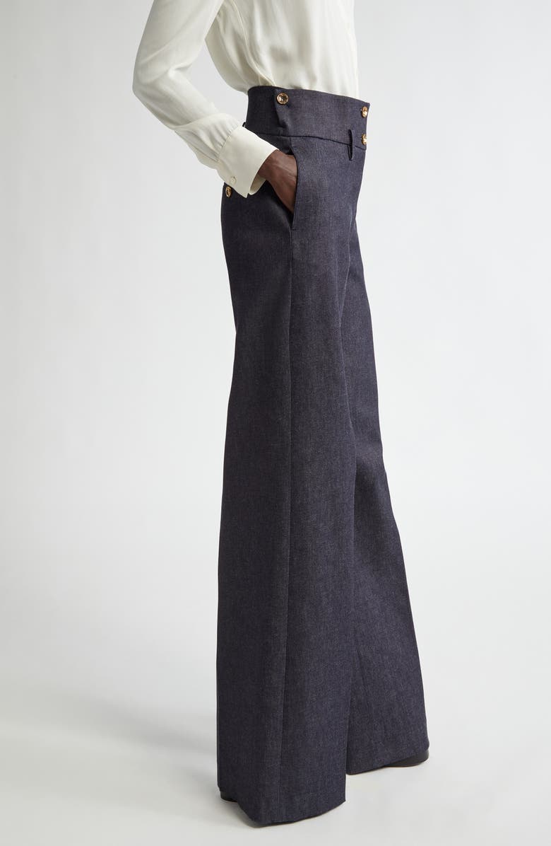 Altuzarra Rudy Wide Leg Stretch Wool Pants, Alternate, color, Berry Blue