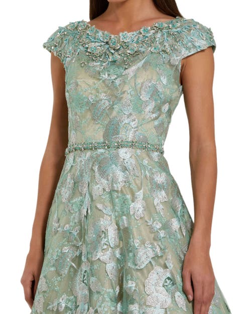 Mac Duggal Embellished Cap Sleeve High Neck Ballgown
