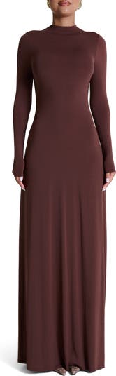 mini long sleeve brown dress Wholesale MOQ6 Backless Round Neck Long Sleeve Mini Dress